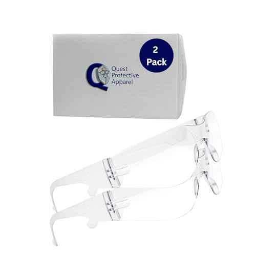 Quest Protective Apparel Safety Glasses for Men and Women - Anti Fog Safety Goggles for Shooting, Lab, or Construction ? Polycarbonate Eye Protection [Clear & Pack of 2]