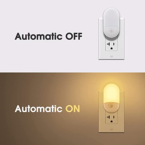 L LOHAS LED Night Lights Plug into Wall 2 Pack Soft White Dimmable Auto Sensor