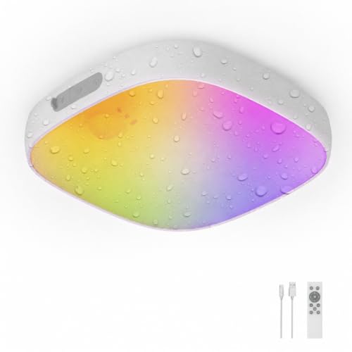 FULEN Waterproof Shower Ceiling Light with Motion Sensor, Rechargeable, White / 1 Pack