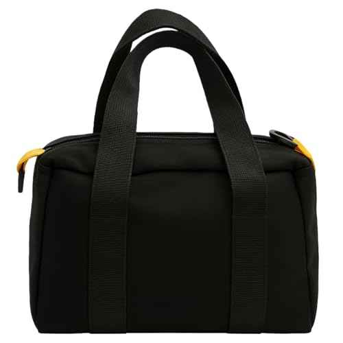 12 Inch Canvas Tool Bag, Small Tool Bag for Men, Large Capacity Wide Mouth Tool Organizer Tote Bag for Storage Hand Tools Wrenches (Black, 12 Inch)