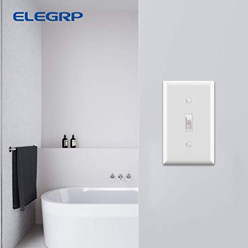 ELEGRP White 1-Gang Toggle Light Switch Wall Plate Pack of 10