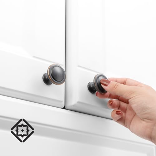 KOOFIZO 10 Pack Oil Rubbed Bronze Cabinet Knobs - Round, 1-1/4 Inch, Single Hole