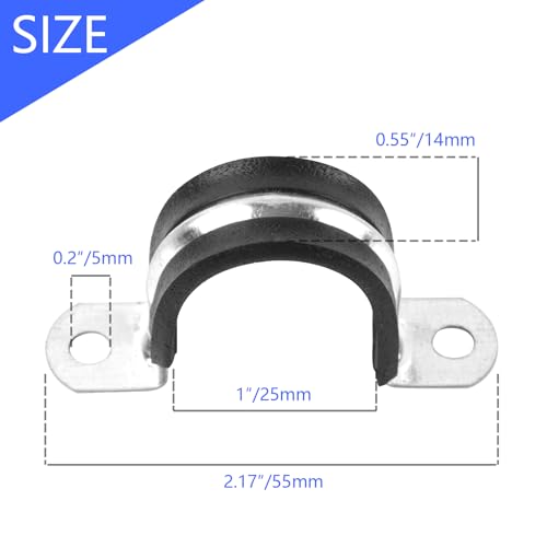 JDHGSHL 1 Inch Reinforced Rigid Pipe Clamp Set - 10 PCS, Stainless Steel with Rubber Cushions