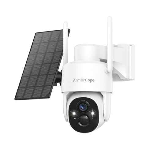 Solar Security Cameras Wireless Outdoor,360¡Æ View Battery Powered with Spotlight Color Night Vision,2K WiFi Home Security,PIR Sensor,Wireless Easy Install, 2.4 GHz Wi-Fi