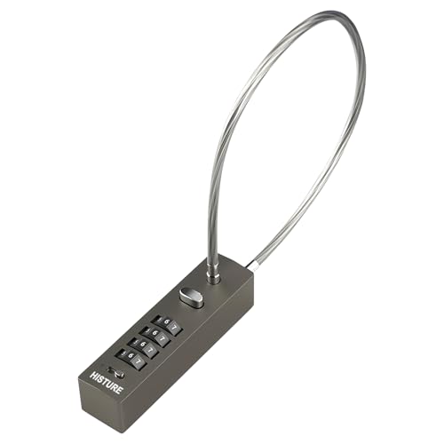 Gray Outdoor Fence Gate Lock with Combination Cable Lock - Secure Steel Lock for Gates, Bikes & More