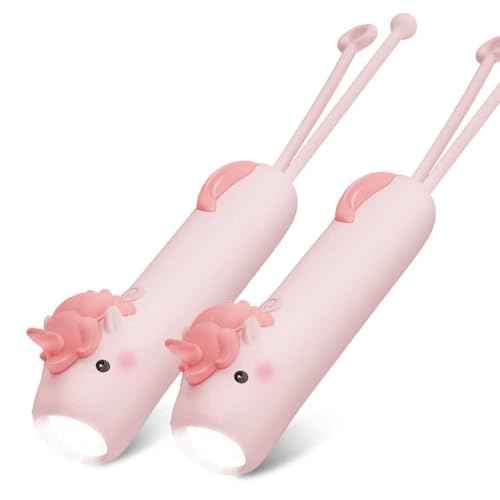 Unicorn Flashlight Rechargeable-2 Pack, Kids Flashlight for Girls and Boys, Unicorn Toys for Girls Age 4-6, Pink Small LED Child Flashlights for Birthday Gifts, Idea for Camping, Outdoor&Home Use