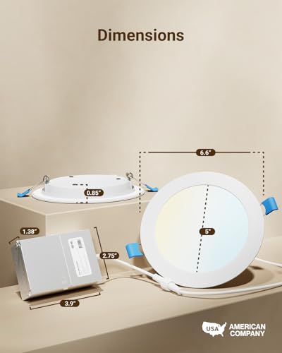 Sunco 6 Inch Canless LED Recessed Light 5CCT Dimmable Slim Ceiling Fixture (24 Pack)