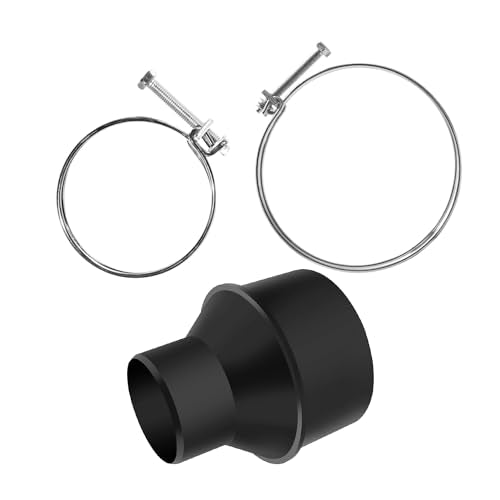 POWERTEC 70352 4" Hose to 2-1/2" Hose Cone Reducer with 4" & 2-1/2" Double Wire Clamps