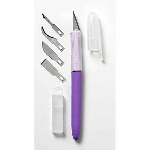 Westcott Titanium Bonded Hobby Knife, 5 Assorted Blades, Purple, 15154, 8.5 x 0.6 x 2.5 inches