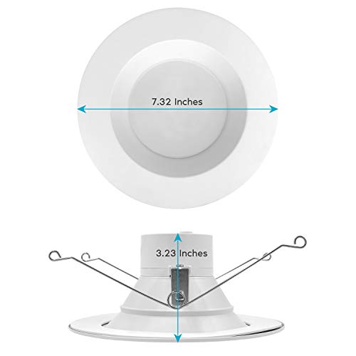 LUXRITE 5/6 Inch LED Recessed Retrofit Downlight 4 Pack, Dimmable, 14W=90W, 1100 Lumens, 5 Color Options