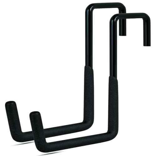 Rafter Hanger Hook 2 Pcs, Large S Hooks, Upgraded Fence Hangers, Ladder and Bike Hanging Hooks for Storage, Heavy Duty Garage Utility Rafter Hook for Hanging Hose, Plants, Chairs and More