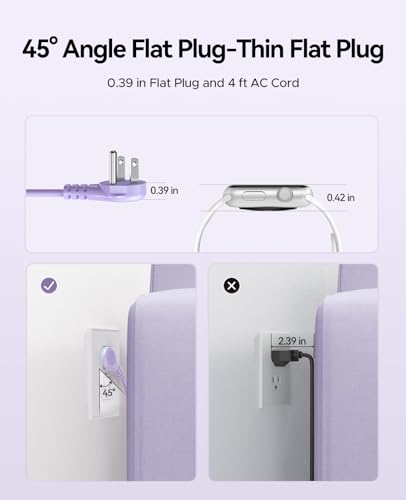 ORICO Purple Travel Power Strip with 4FT Extension Cord, 7-in-1 USB Charging