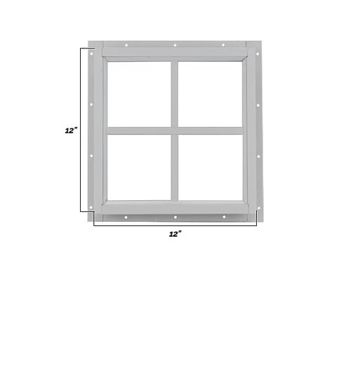 Shed Windows and More 12" x 12" White Flush Mount Shed Window Tempered Safety Glass Aluminum Frame Playhouse Window