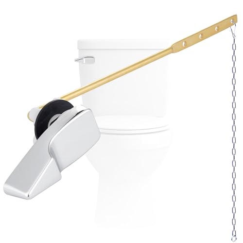 Hygie Rinse Universal Front Mount Metal Toilet Handle Replacement Kit with Chrome Finish & Circle Flapper Chain