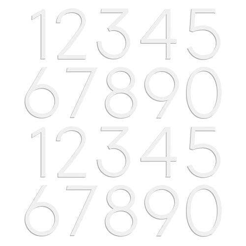 Leinuosen White Acrylic Mailbox Numbers Set, 3 Inch Classic Style, 20 Pieces