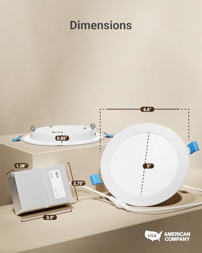 Sunco 4 Pack 6 Inch Canless LED Recessed Light 14W 5000K Daylight Ultra-Slim