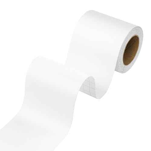 Stickyart White Wallpaper Border Trim Peel and Stick White Border for Bulletin Board Picture Frame Decorations Removable Self Adhesive Wallpaper Borders Mirror Borders for Bathroom Waterproof 3"X197"