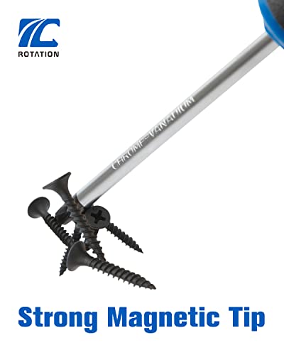 Rotation 6PC Magnetic Tip Screwdriver Set - Black Tip Matt, Phillips & Flat