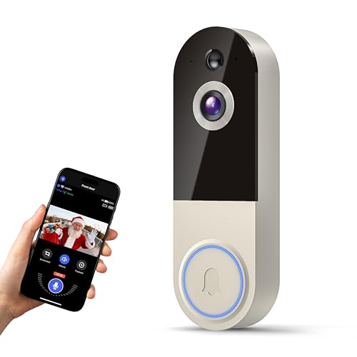 1080p Wireless Video Doorbell Camera with AI Human Detection, 2-Way Audio, Night Vision, Cloud Storage, Real-Time Alerts, 2.4G Wi-Fi Only