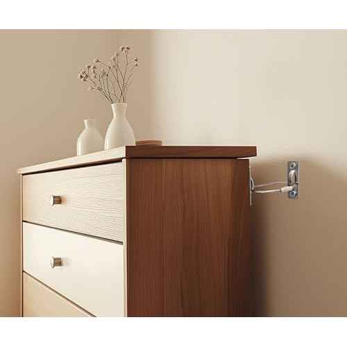 12 Sets Anti Tip Furniture Anchors for Baby Proofing, Earthquake Straps, Furniture Secure to Wall Anchors, Childproof and Home Safety, 10in