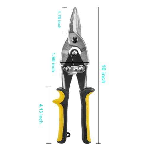 10 Inch Aviation Tin Snips, Heavy Duty Chrome Vanadium Steel Metal Cutter Shears for Cutting Sheet Metal, CR-V Straight Cut