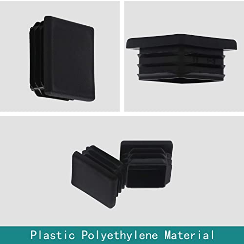 2-Inch Square Tubing End Caps Black Plastic Fence Post Covers 10 Pack
