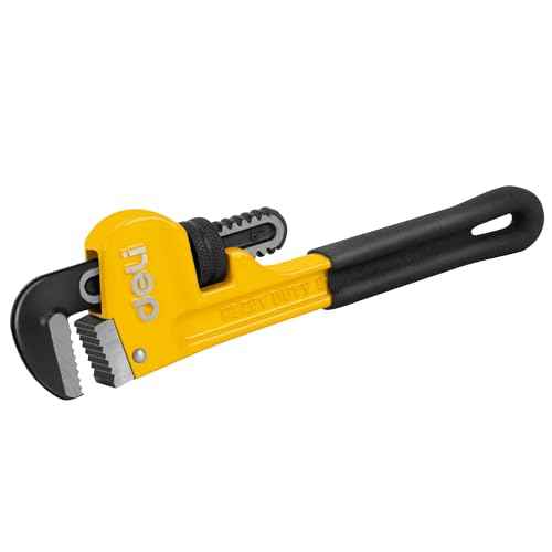 deli Pipe Wrench 8-inch, Heavy Duty Straight Adjustable Wrench, Professional Plumbing wrench tools, for Pipe, Home, Vehicle repair