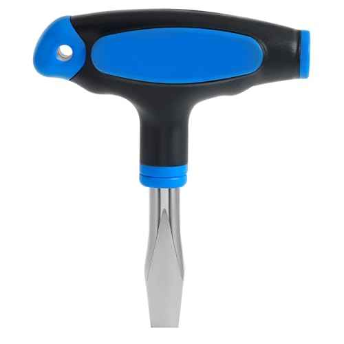 10mm T Handle Flat Head Screwdriver T-Type Screw Driver Kit Ergonomic Short Flathead Screwdrivers Assembly Tools with Plastic Handle for Slotted Screw, 10mm