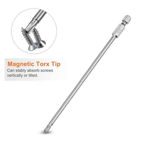 HARFINGTON 2pcs T20 Security Torx Bit 1/4" Hex Shank 6" Long S2 Steel Magnetic Tamper Resistant Star Bits Screwdriver Torx Head with Hole for Driver Drill Bits Remove Fastening Screws