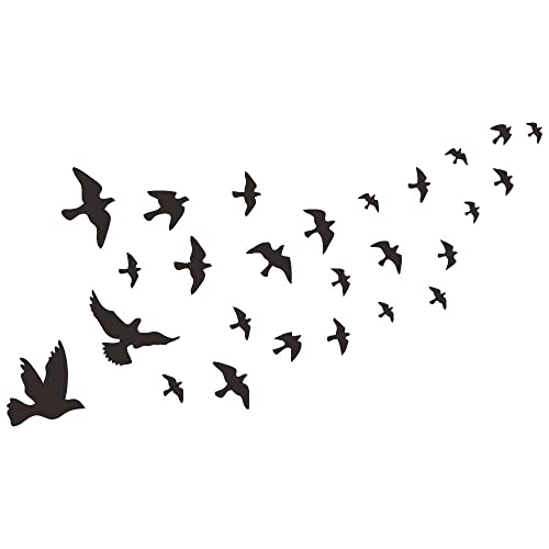 Bird Wall Decal - Flying Sky Wings PVC Removable Wall Sticker with Flock of Birds Flying Black Bird 3D Creative Wall Art - Peeling Sticker for Kids Room and Study Room Decor - Witkey Flying