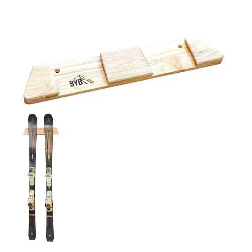 StoreYourBoard Minimalist Wood Ski Rack ? Vertical Ski Storage Holder for Home & Garage, Solid Wood Ski Wall Mount Display Rack, Holds 50 lbs
