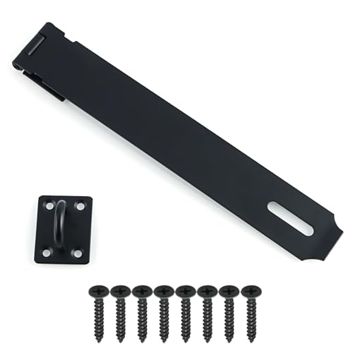 Alise 10 Inch Black Stainless Steel Hasp Latch for Doors - Heavy Duty Security