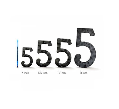 NACH 5.5 Inch Black Rustic House Numbers - Outdoor Address Numbers with Mounting Hardware - Model 1