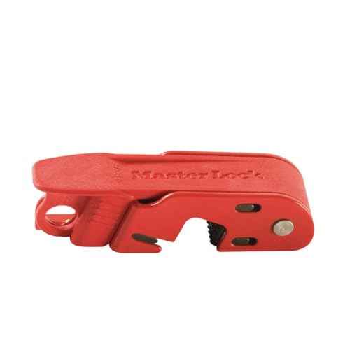 Master Lock Red Electrical Box Circuit Breaker Lockout, Tagout Breaker Box Lock for Standard Single and Double Toggles, 493B