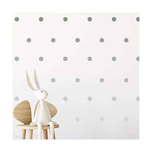 | Polka Dot Circles Round Shape Style Decoration Removable Wall Art Vinyl Decal Stickers | (Pack of 112) (Silver)