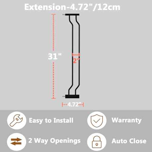 Fairy Baby Safety Gate 4.72 inch Extension for Walk Through Baby Gate Auto Close Child Safety Gates Extension Black