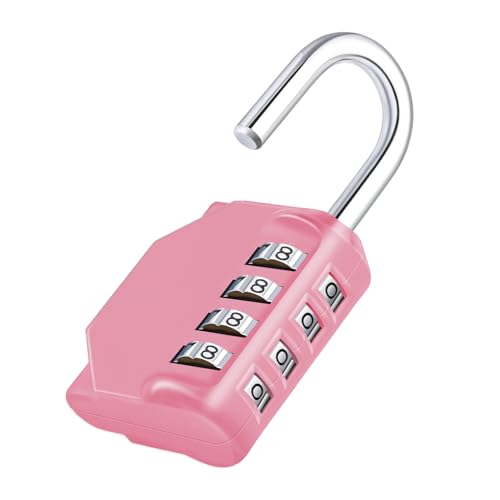 Pink 4-Digit Combination Lock for Gym Lockers, ZHEGE 1P