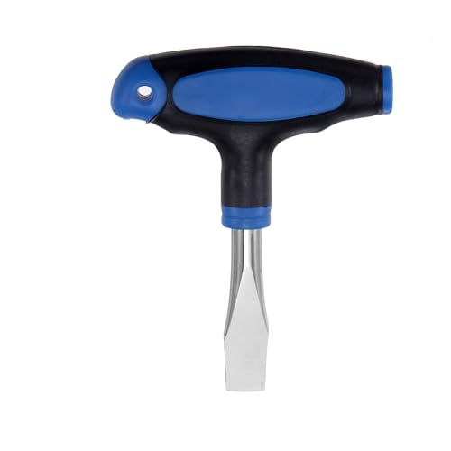 HARFINGTON t Handle 10mm Flat Head Screwdriver Easy to Use Ergonomic Handle Flat Head Slotted Screwdriver with Plastic Handle for Film Sets, Blue Black