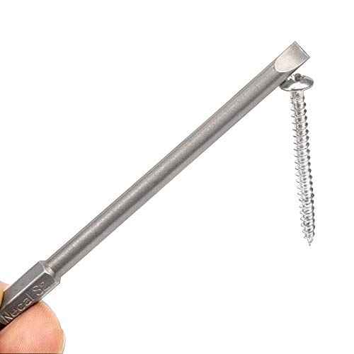 Rocaris 7 Pack Flat Head Slotted Tip Screwdriver Bit Set 100mm/4 inch Long Magnetic - 1/4 Inch Hex Shank