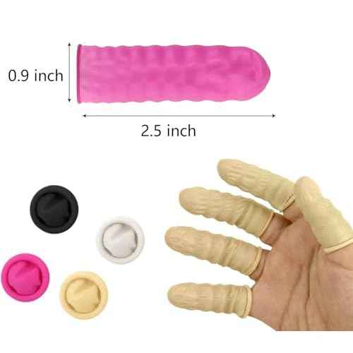 200 Pcs Finger Cots, Disposable Finger Protectors, Latex Anti-Static Finger Tip Rubber Protect Keeping Dressing Dry and Clean (Medium, Pink)