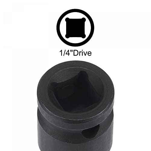 uxcell 8mm Impact Hex Bit Socket, 1/4" Square Drive 35mm Length CR-MO Metric Sizes 2 Pcs
