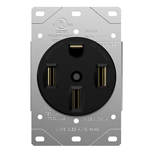 Enerlites 14-50R NEMA Receptacle Outlet, 50A Black (Without Wall Plate) 1-Pack