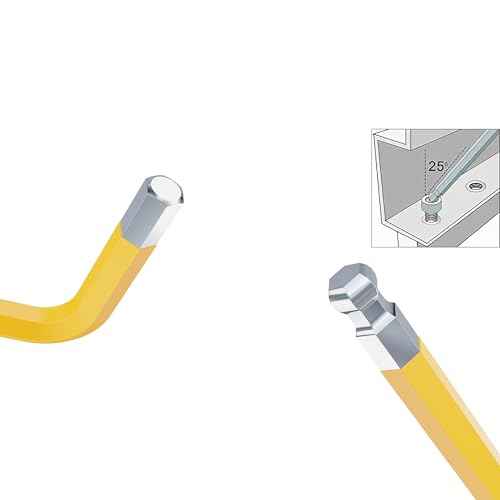 2PCS 5/32 Ball End Hex Key Allen Wrench, SAE Internal Hexagonal Wrench, L Shaped Long Arm S2 Steel Repairing Tool£¬Yellow