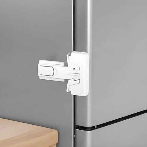Bremorou 2 Pack Freezer Door Latches Refrigerator Lock Freezer Lock for Upright Freezer Refrigerator Fridge Freezer Door Lock Proof Refrigerator Lock Baby Safety Fridge Door Latch Locks (White)