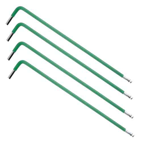 4PCS 2.5mm Ball End Hex Key Wrench, L-Shape Long Arm Allen Wrench, S2 Steel Six-Edge Screw Driver, Hexagon Head Repairing Tool, Green