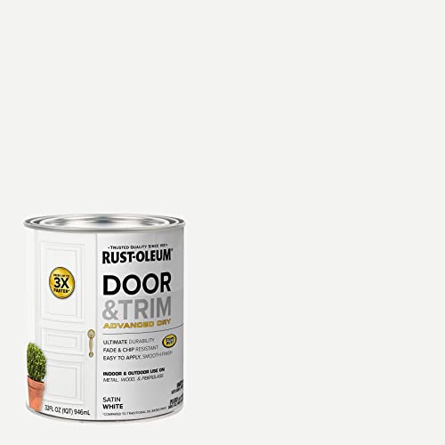 Rust-Oleum Advanced Dry Door & Trim Paint Satin White Quart - Ready to Use, Fast-Drying