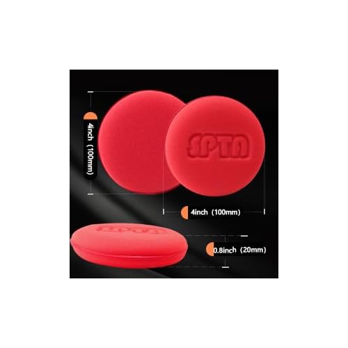 SPTA 10Pcs Foam Wax Applicator Pads, 4inch Hand Wax Pad(Red), Soft Car Detailing Sponges,Supreme Shine Pad, for Car Cleaning, for Car Detail Cleaning, Waxing pad