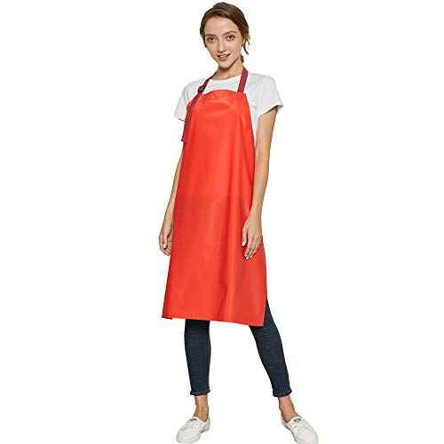 Waterproof Vinyl Long Apron - Lined Linen, Chemical Resistant Work Apron Safe Cloth
