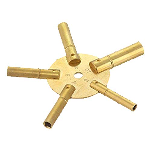 Brass Clock Winding Key Set - 5 Sizes for Antique & Wall Clocks