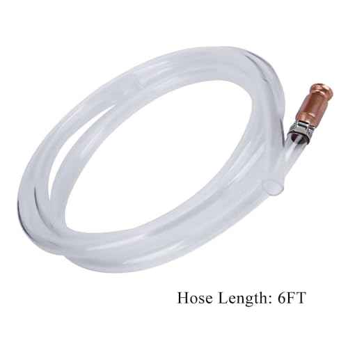 Shaker Siphon Hose for Fuel Transfer Pump 1/2'' Copper Valve Syphon Hose Gas Siphon Pump for Gasoline, Oil, Diesel, Water, Liquid Self Priming Shaker Siphon Hand Pump Tube (6 feet)